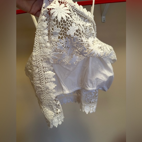Miguelina white cropped lace embroidered tank top size small - Picture 7 of 8